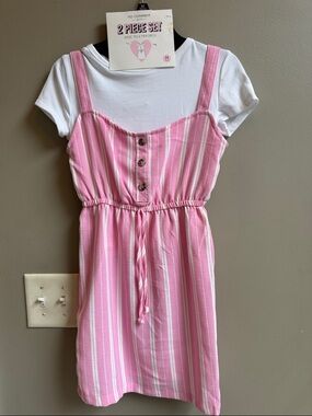 no comment Girls' Pink Striped 2-Piece Matching Set